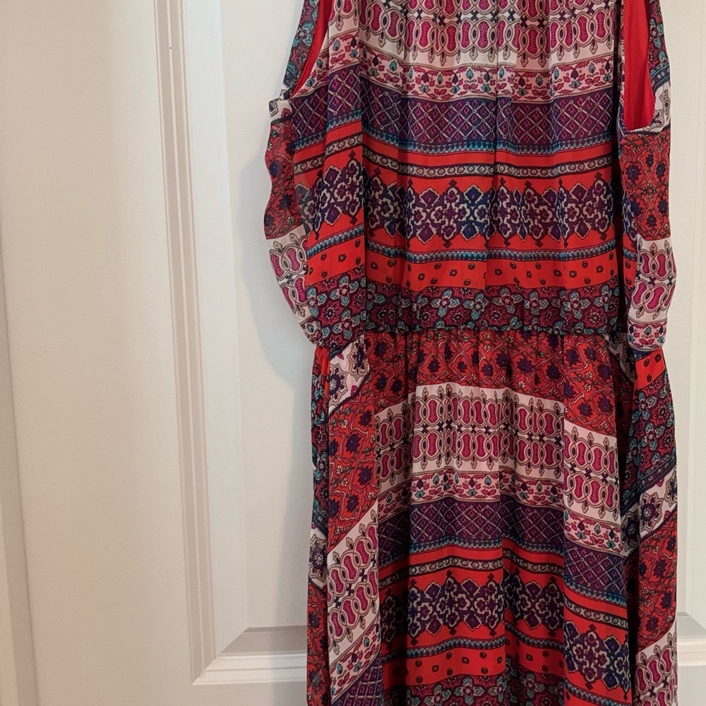 Lush Red and Blue Patterned Top